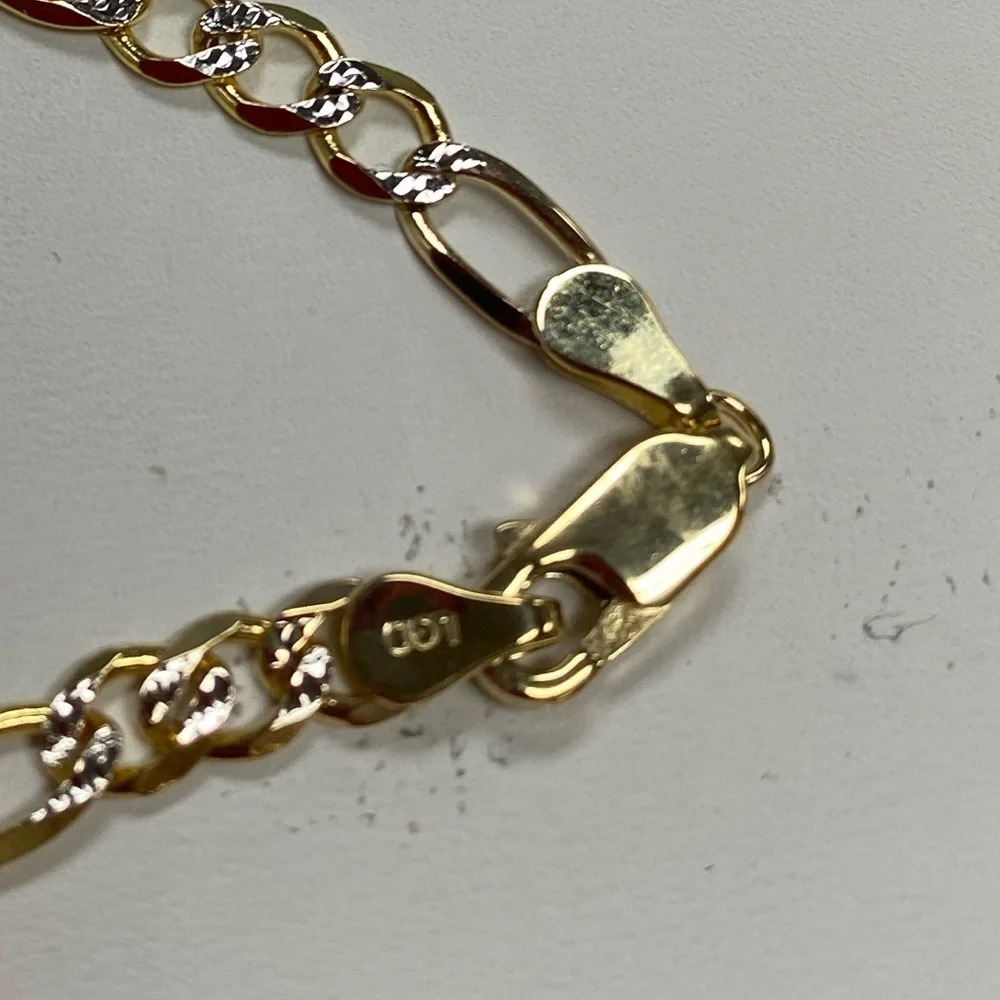 Solid 14K Yellow Gold Figaro Baby ID Bracelet 6 inches